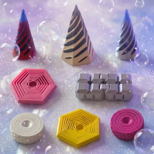 ADHD Desk Fidget Set for Adults: 8-Piece 3D Printed Geometric Bundle