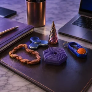 3D printed adult focus toys collection with unique sensory gadgets for concentration, relaxation, and everyday use