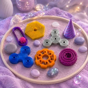 3D printed autism sensory bundle featuring unique fidget toys for sensory play, focus, and relaxation